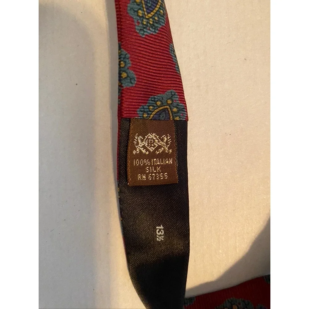 JS Meier Mens Red Paisley Medallion 100 Italian Silk Self Tie Bow Tie Adjustable